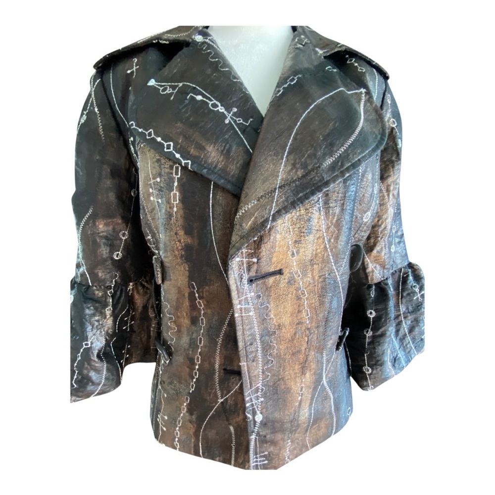 BOHO CHIC Women’s Sz 4 Brown/Ivory Short Jacket with Belt